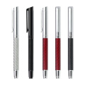 Stylo rétractable en acier inoxydable de luxe Logo sur mesure Black Carbon Fibre Ballpoint Point avec boîte cadeau parfaite pour les hommes